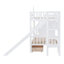 Lit superposé simple au-dessus d'un lit simple de style château avec 2 tiroirs, 3 tablettes et glissade pour une chambre d'enfant amusante et fonctionnelle-57336901-57336899