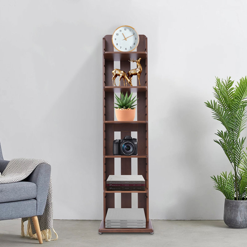 5-Tier Free Standing Bookshelf Narrow Bookshelf Storage Rack  With Adjustable Shelves