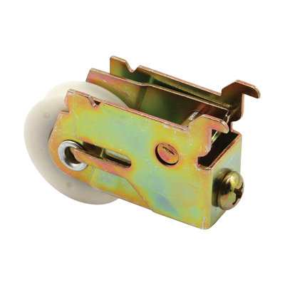 FHC D1522 Ball Bearing Sliding Door Roller Assembly, 1-1/4" Nylon Roller, Rear Screw Adjustment, Dichromate Housing Finish, Single Pack