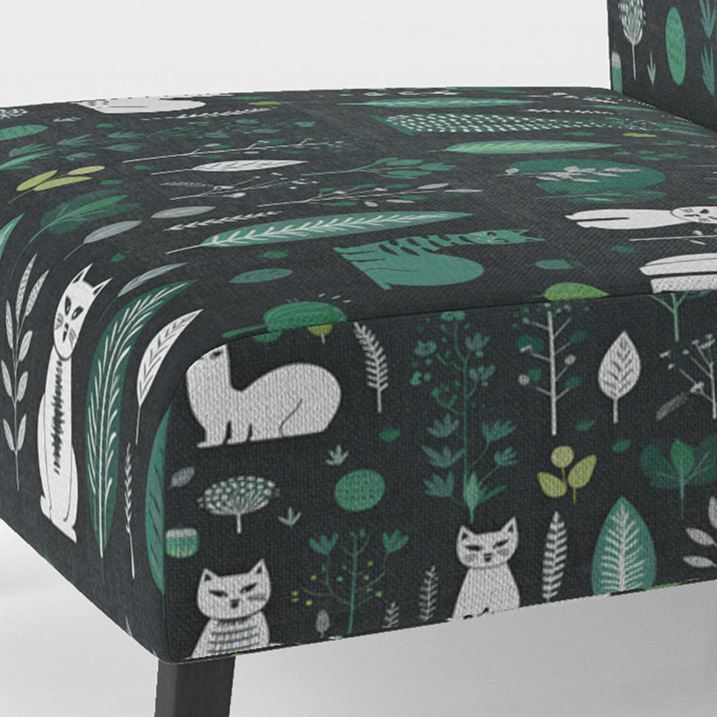 Fauteuil de chambre rembourré d'apparence décontractée Minimalist Forest, Vert/blanc