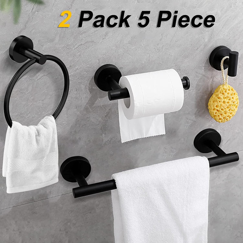 10-Piece Bathroom Accessories Set - 16 Inch Towel Bar, Toilet Paper Holder, Towel Ring & Robe Hook - Premium SUS304 Stainless Steel Construction - Rustproof & Waterproof