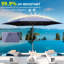 Parasol de table d'extérieur 7,5 pi, et élégant, résistant, hydrofuge, pour piscine, bleu marine, soleil, protection, manivelle inclinable, jardin, terrasse,