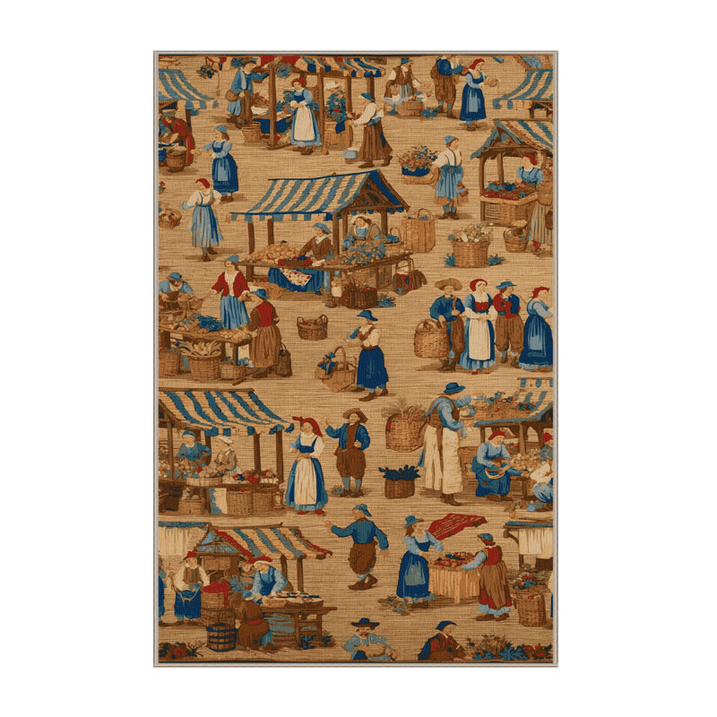Tapis brun français lavable à la machine, Rectangle 5 pi x 7 pi