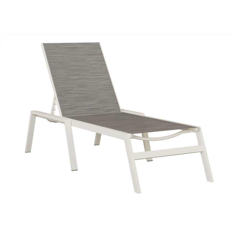 Chaise longue sans accoudoirs en aluminium blanc mat Berlin Pearl, Blanc mat, Beige foncé