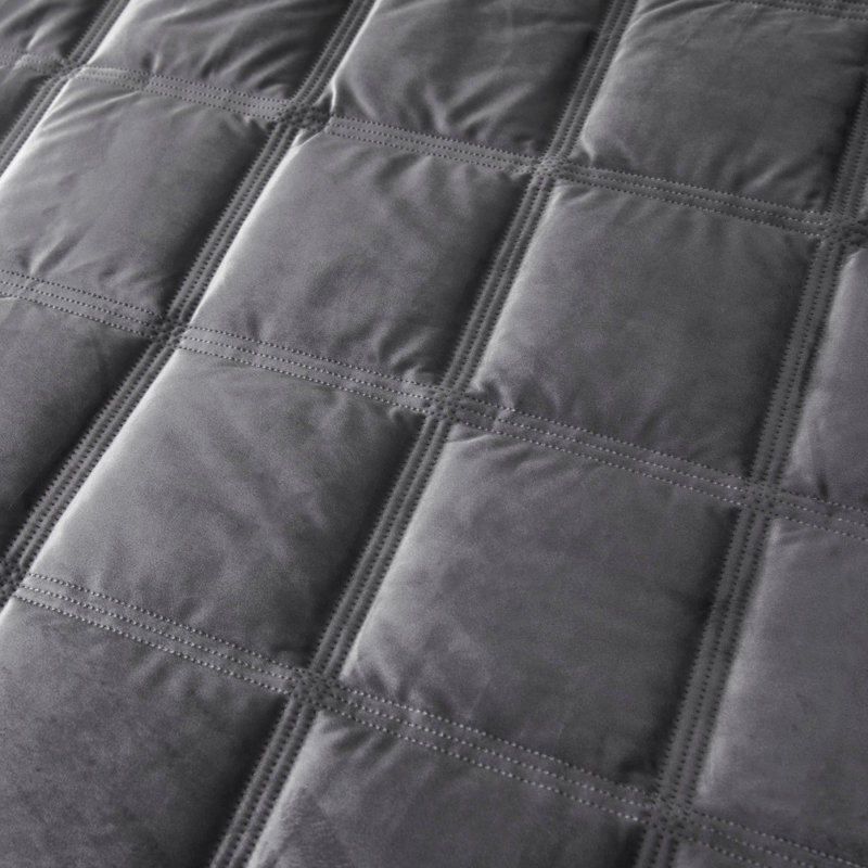 Brighton Square Velvet Geometric Shapes Duvet Cover Set with Pillowcases, Slate, Super King - 2 Standard Pillowcases