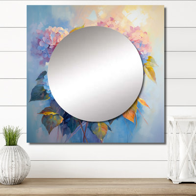 Pandra - miroir carré d'hortensia pour décoration murale