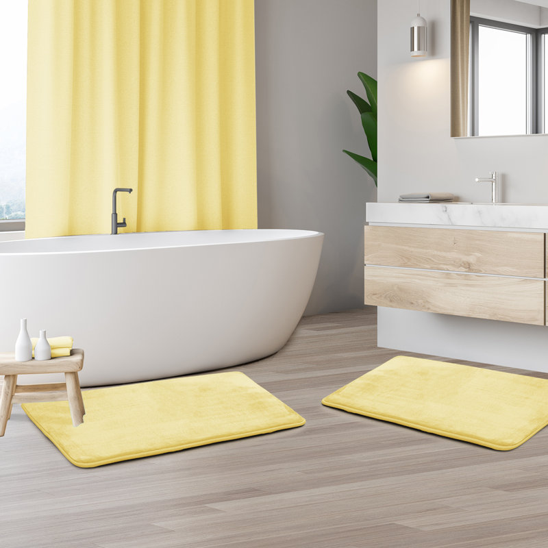 Steph Luxury Ultra Soft and Absorbent Memory Foam Bath Rug Set with Non-Slip Backing, Small: 17"W x 24"L