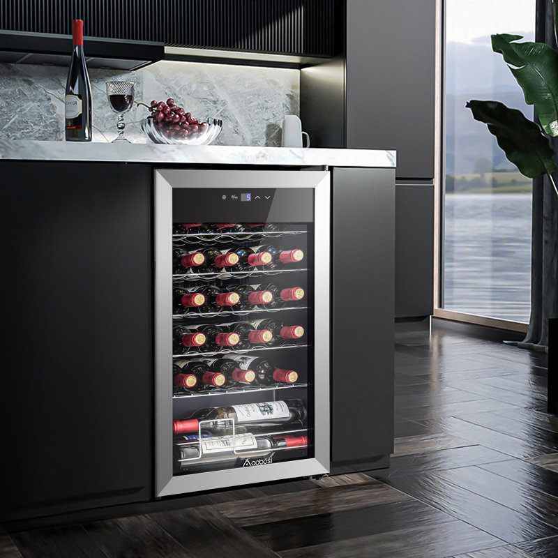 24 Bottle Wine Refrigerator – Quiet Freestanding Mini Fridge For Red, White, And Sparkling Wines, Digital Thermostat, Ideal For Home, Kitchen, Or Bedroom Use