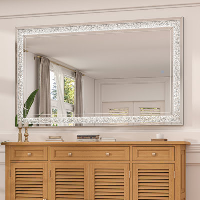 LED Diamond Wall Mirror with Dimmable Lights & 3 Color Modes, Crystal Diamond Vanity Mirror for Bathroom, Living Room, Bedroom
