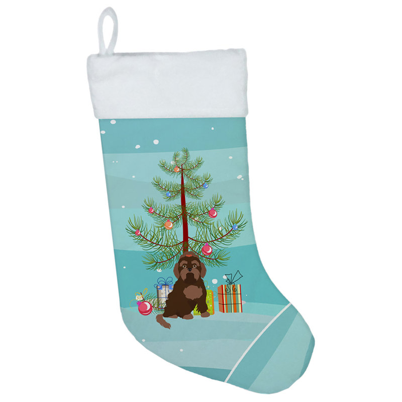 Chaussette de noël joyeux de noël, Petit chien Tsvetnaya Bolonka russe