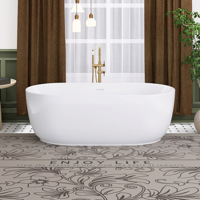 Baignoire de trempage autoportante en acrylique blanc lustré 67 po