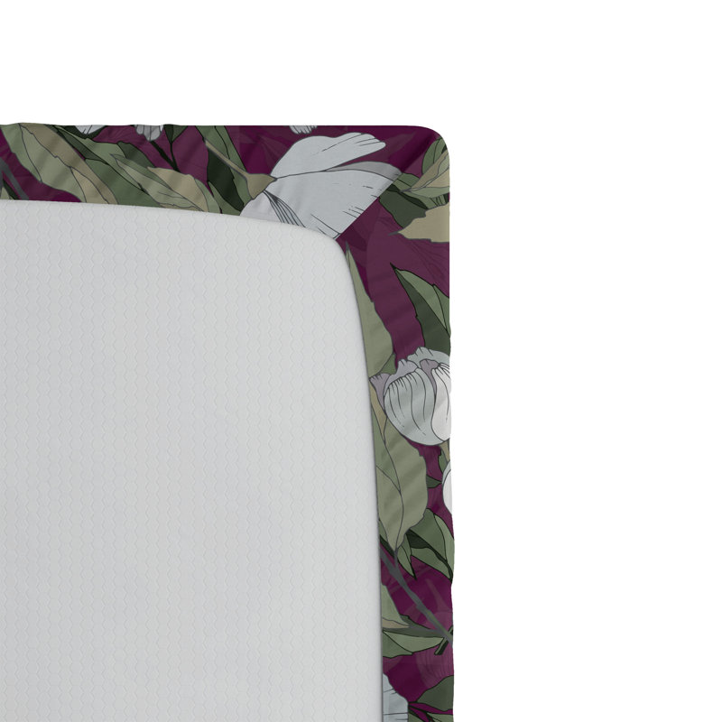 Drap-housse Ambesonne, Drap-housse de taille très grand, Magenta foncé, vert réséda / floral