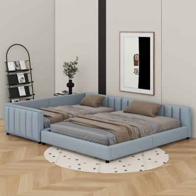 Lit plateforme tapissier grand et simple TG, lit mère et enfant