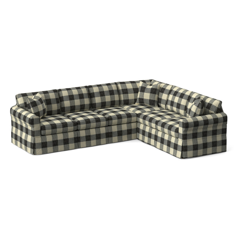 Bedford Upholstered Sectional, Black Buffalo Check; 0120-81, Right Hand Facing