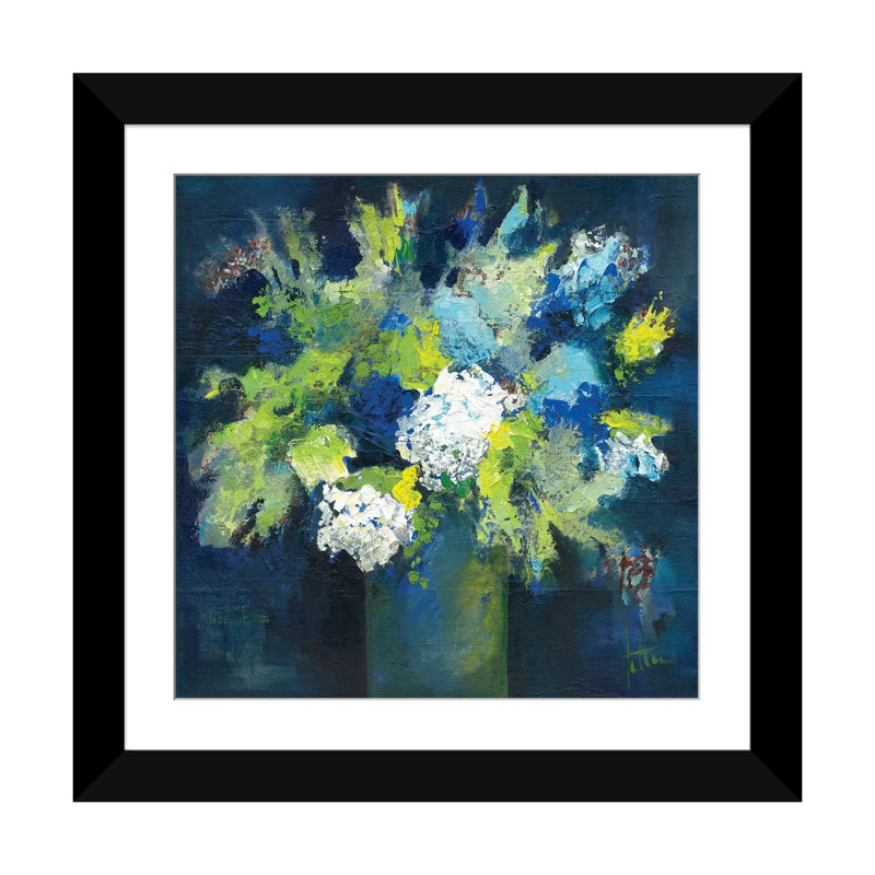 «Bleu», impression sur toile, H 16 po x l 16 po x P 1 po, Papier beaux-arts encadré noir, Blanc