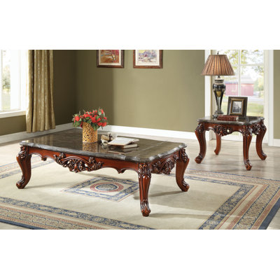 Misael 2 - Piece Marble Top Living Room Table Set