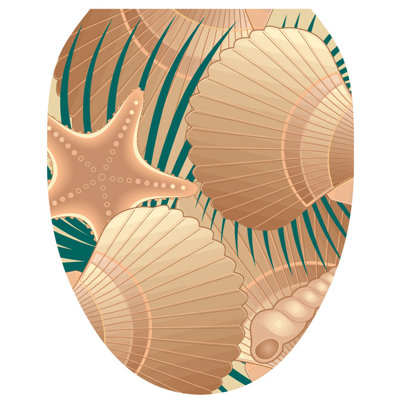 Beach Seashells Toilet Seat Decal – Toilet Tattoos Coastal Static Cling Vinyl Lid Cover Fits Round & Elongated Seats