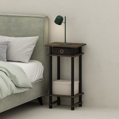 Grande table de chevet avec bac Furinno Turn-N-Tube, noyer Columbia / noir / brun foncé
