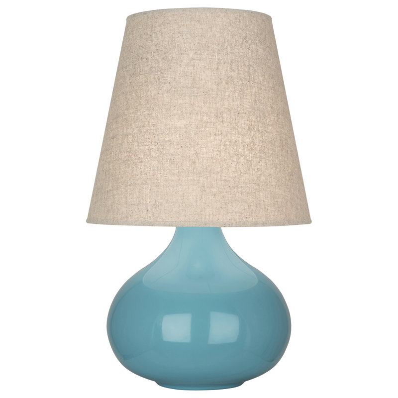 June 24" Table Lamp, Steel Blue, Buff Linen