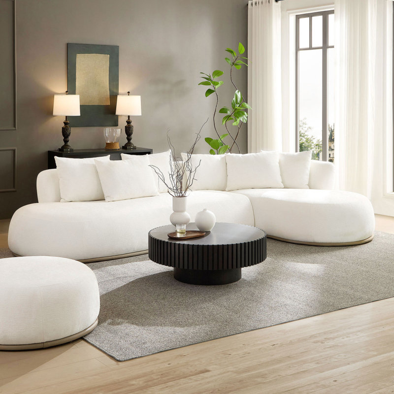 Canapé modulaire en L surdimensionné de 134,63 po avec repose-pieds avec méridienne gauche et canapé profond avec assise profonde pour le salon