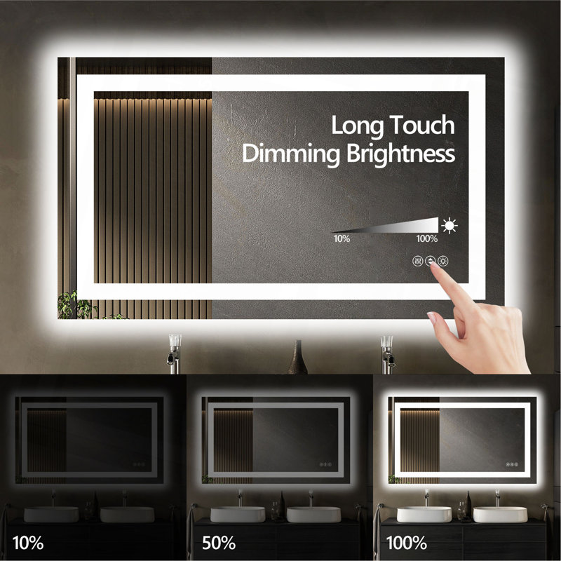 Miroir de salle de bain sans cadre à DEL, miroir intelligent, 84 po x 40 po