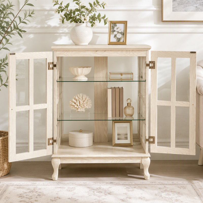 Vitrine lumineuse avec portes en verre quadrillé et bande à DEL RVB, Blanc