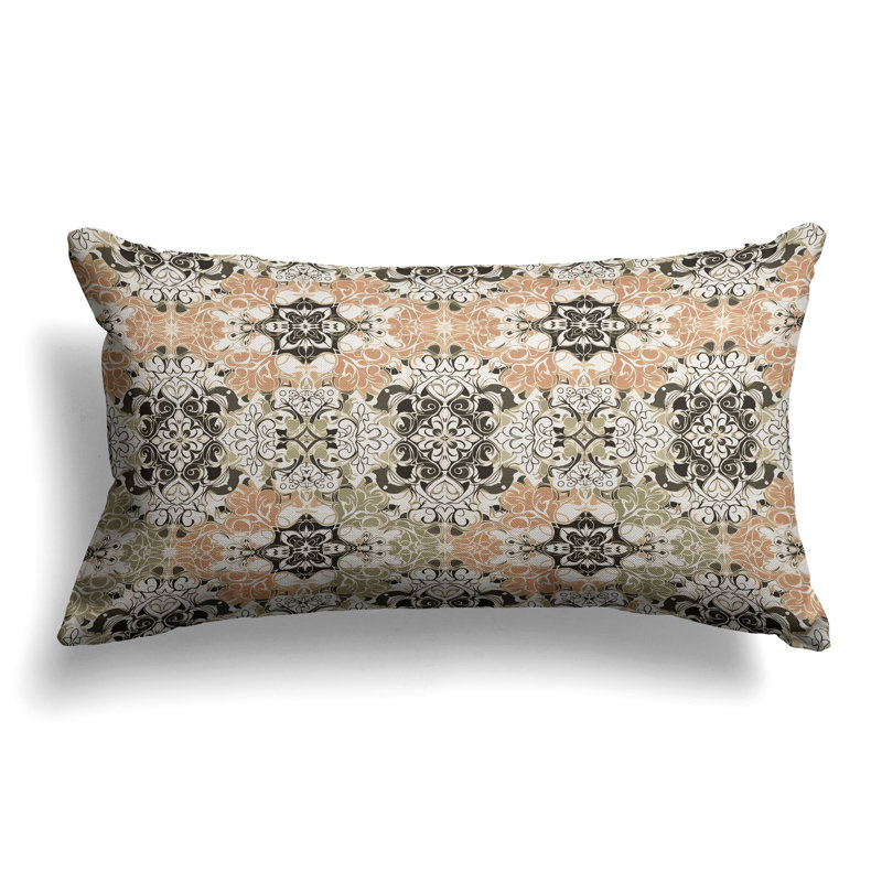 Vibrant Botanicals  Rectangular Throw Pillow, Green/Orange