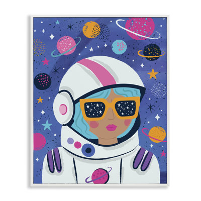Astronaute Gal dans l'espace gris, estampe numérique par Lisa Perry White