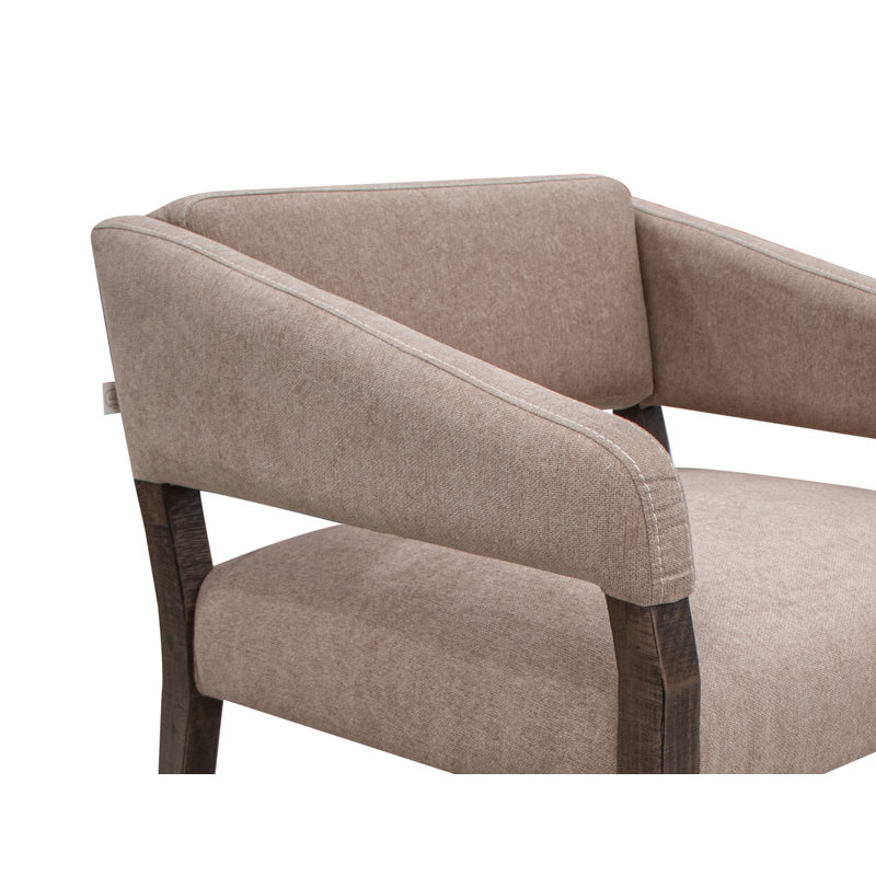 Structure en bois Murcia, tissu de fauteuil, Polyester brun pâle