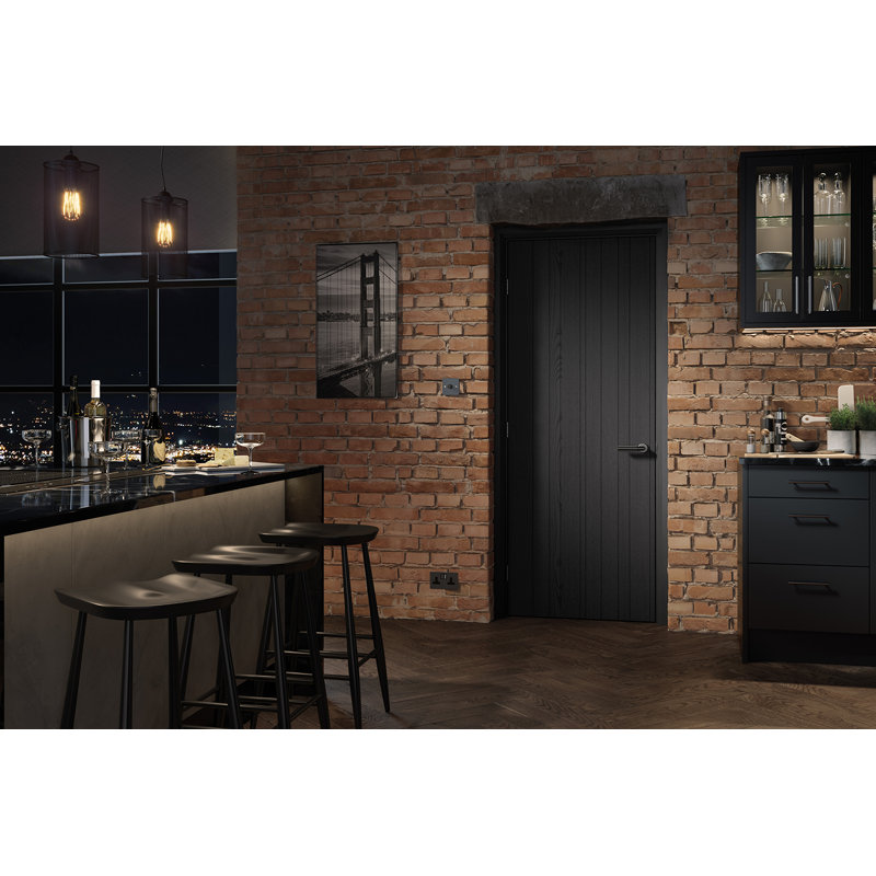 Montreal Laminate Black Internal Door, Standard Doors, 1981mm H x 686mm W x 35mm D