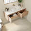 Meuble-lavabo mural de 91 cm avec lavabo, meuble suspendu moderne avec 2 tiroirs de rangement, lavabo rectangulaire blanc et meuble préassemblé, fini bois naturel-133009943