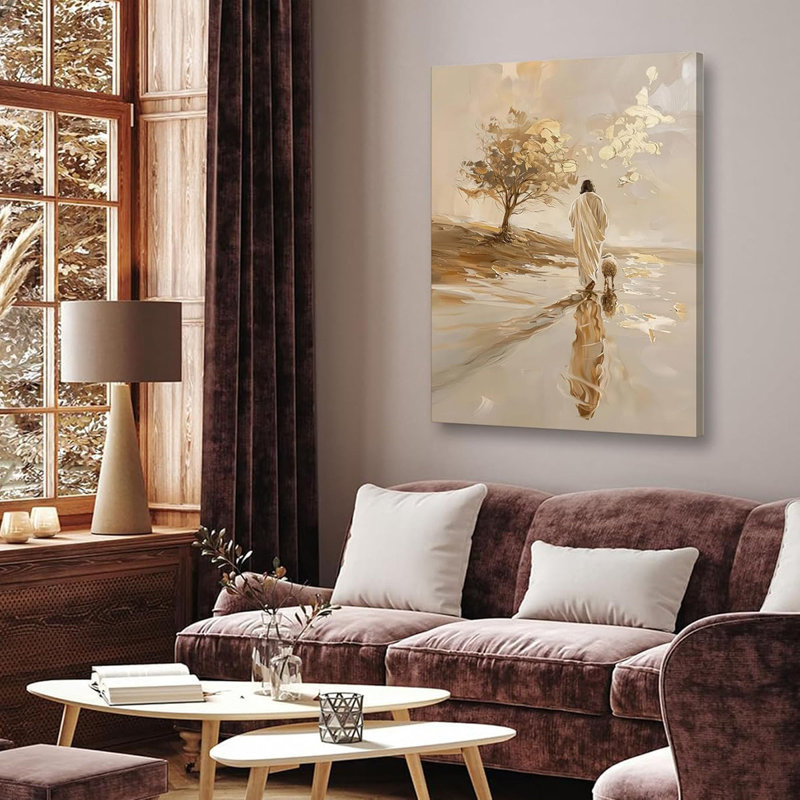 Jesus and Lamb Canvas Wall Art Jesus Leaves the 99 Sheep Painting Picture Wall Decor Lost Lamb Poster Print Christian Wall Decor for Church Living Room Prayer room Bedroom Decoration