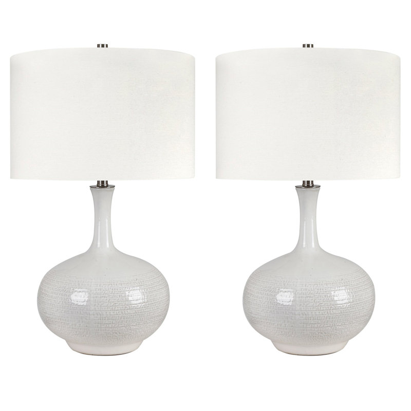 Lampe de table 28,25 po en céramique avec abat-jour blanc