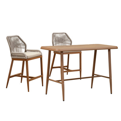 Mahi 2 - Person Patio Dining Set Rectangular Table with Cushions Included