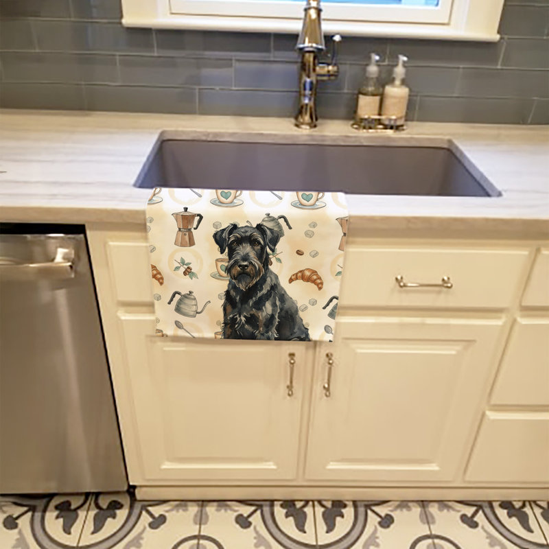 Black Russian Terrier Coffee Bar Kitchen Towel, Black Russian Terrier