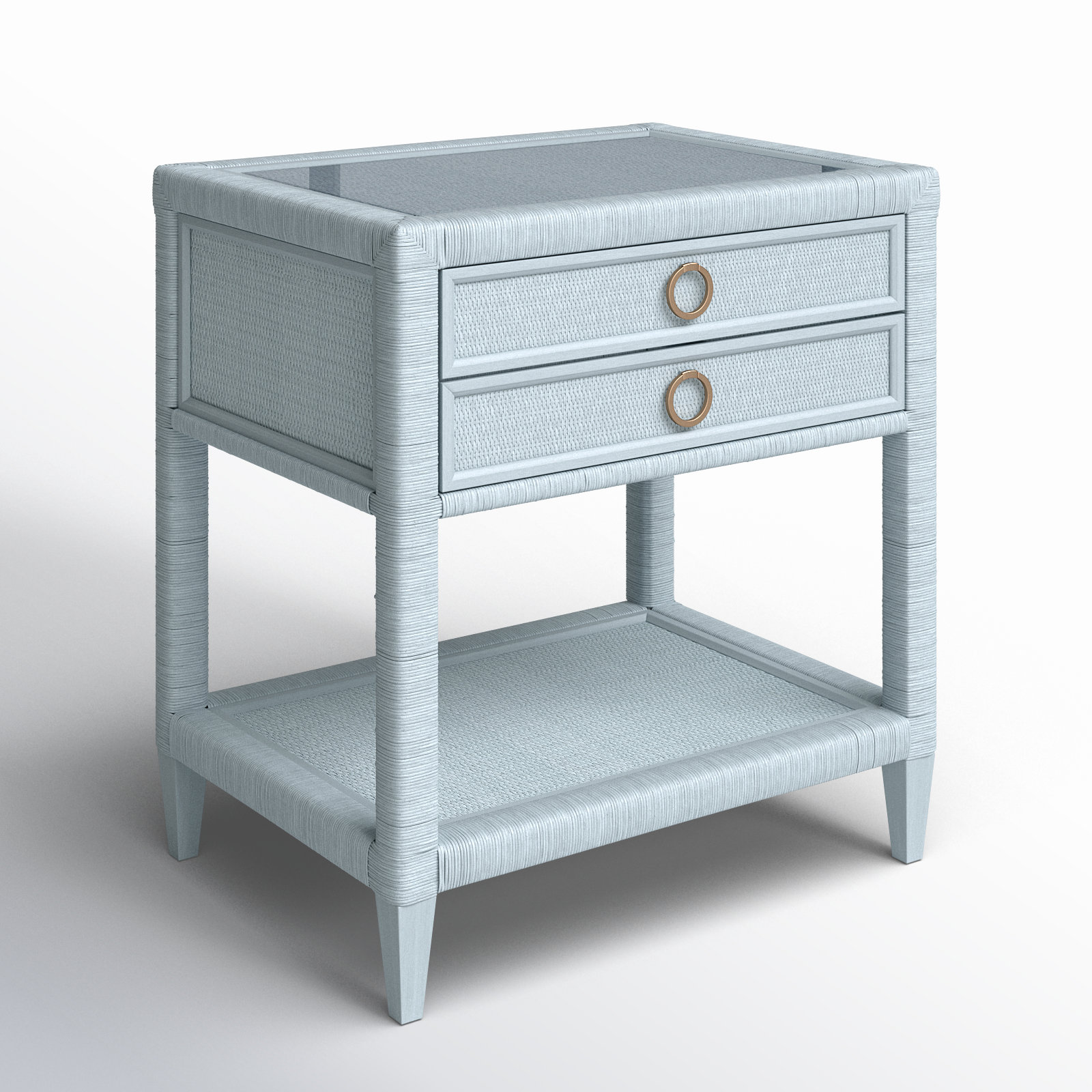Warwick 2 - Drawer Nightstand, Sea Glass, Satin Brass
