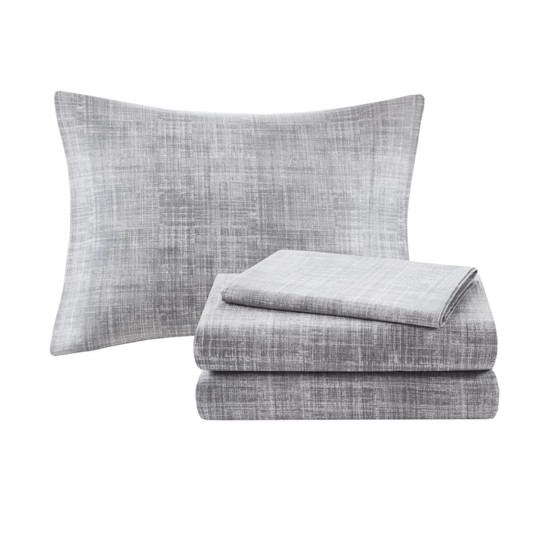 Édredon très grand rayé bleu marine 9 pièces avec draps en microfibre, jupe de taie décorative assortie et coussin décoratif