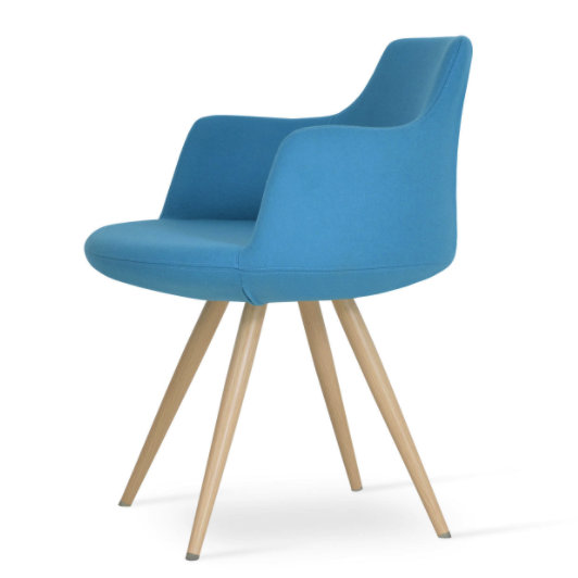 Dervish 18.5'' H Upholstered Metal Armchair, Silver Wool, Sky Blue