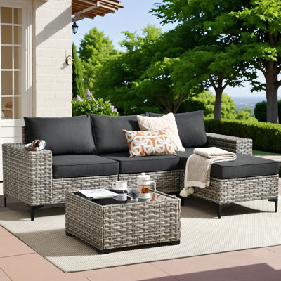 5-piece Modular Outdoor Wicker Sectional With Wide Armrests And Coffee Table – All-weather Rattan Patio Sofa Set With Cushions -  Lark Manor™, EBDEFFF13058418FB27BBD00ADDAAACC