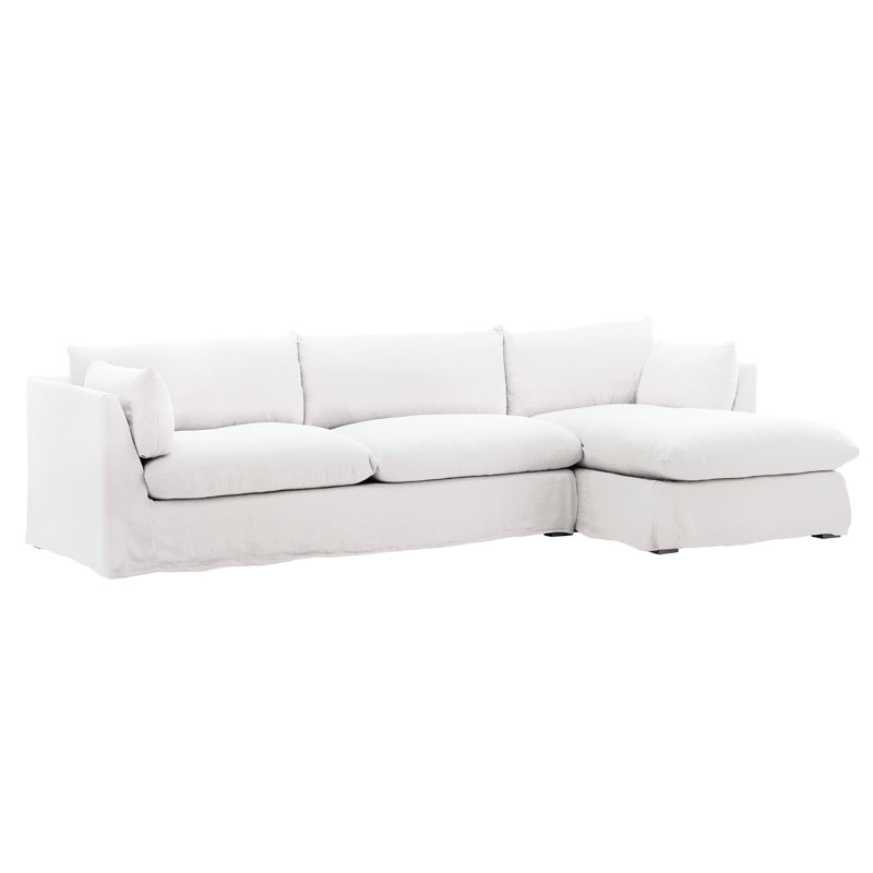 Otis 2 Piece Chaise Sectional Laf, Right Hand Facing, White Linen