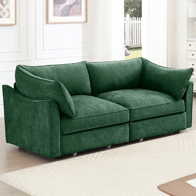 Chenille 2 places avec croissant et tiroirs de rangement pour les petits espaces contemporains et confortables