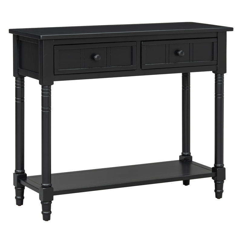 Console Daisy Series avec deux tiroirs et une tablette inférieure, Noir