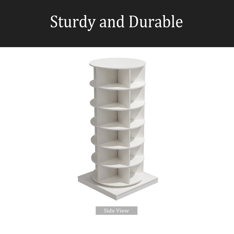 360 Rotating Shoe Cabinet 6 Layers, White