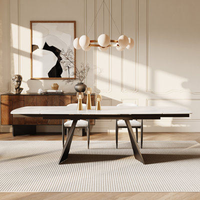 65inch to 94.5inch Extendable Rectangular Sintered Stone Dining Table Seat 6-10