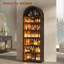 Bibliothèque moderne à 7 niveaux avec armoire à DEL 79,4 "avec éclairage à DEL et tablette réglable pour le salon, la cuisine, le bureau personnel, brun-836830598