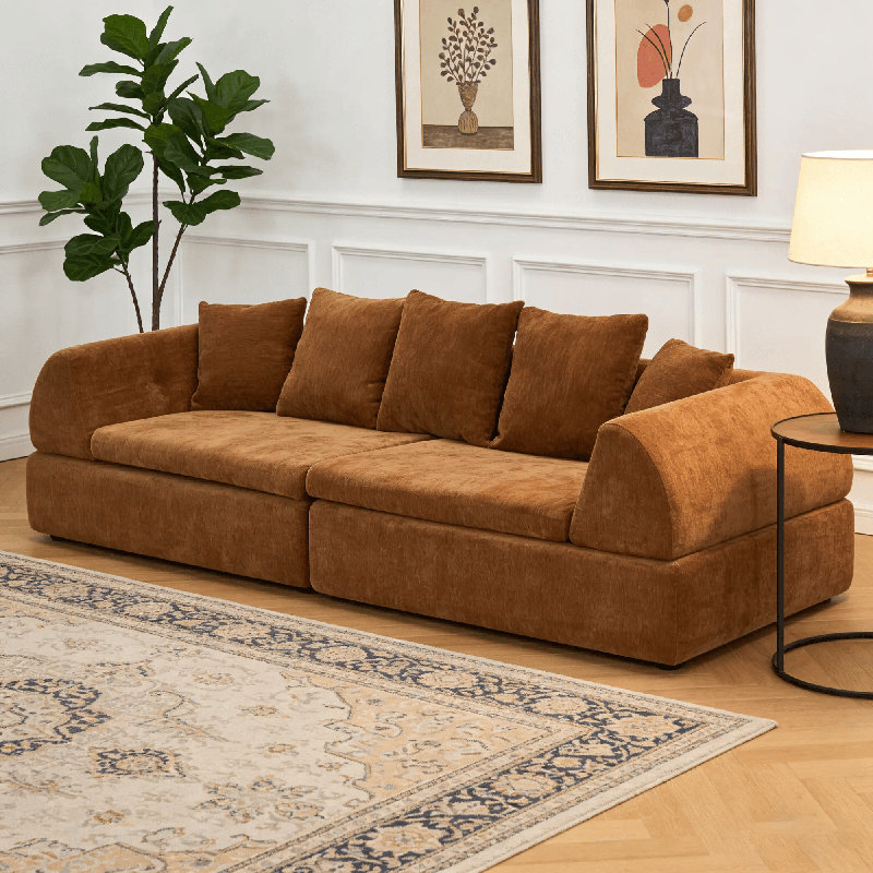 Canapé modulaire modulaire Cloud - Emballé par compression, très profond, sans assemblage, Orange