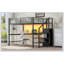 Metal Loft Bed With Desk, Storage Staircase, Small Wardrobe And LED Light-789023866
