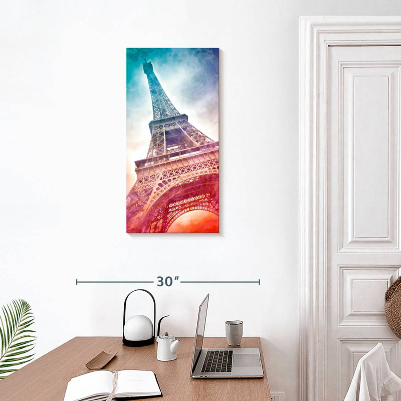 Vibrant Eiffel Tower, 30" H x 15" W