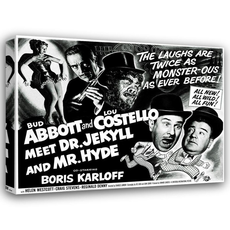 Hollywood Art Gallery Gallery, art graphique: Abbott et Costello, rencontre avec le Dr Jekyll et Mr. Hyde, H 36 po x l 46 po