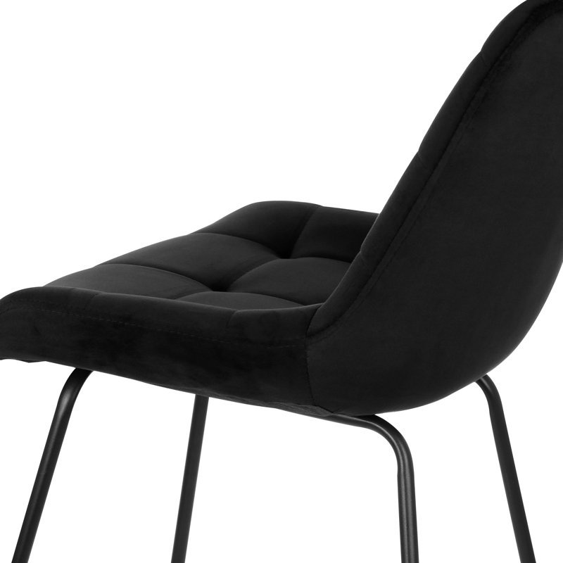 Chaise d'appoint rembourrée en velours capitonné Stoker, Noir